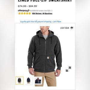 CARHARTT RAIN DEFENDER® RELAXED FIT MIDWEIGHT SHERPA-LINED FULL-ZIP SWEATSHIRT
